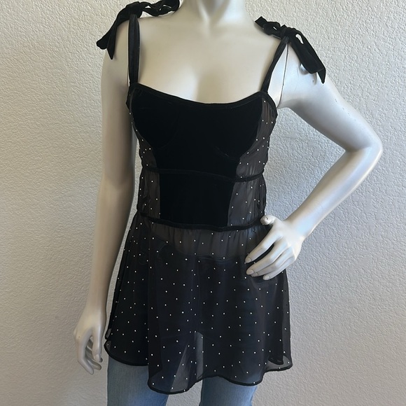 For Love and Lemons Kkivvies Lucky Dice velvet mini slip - Picture 6 of 11